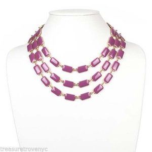 Treasure Trove NYC Goldtone Triple Strand Pink Enamel Cubist Link Necklace